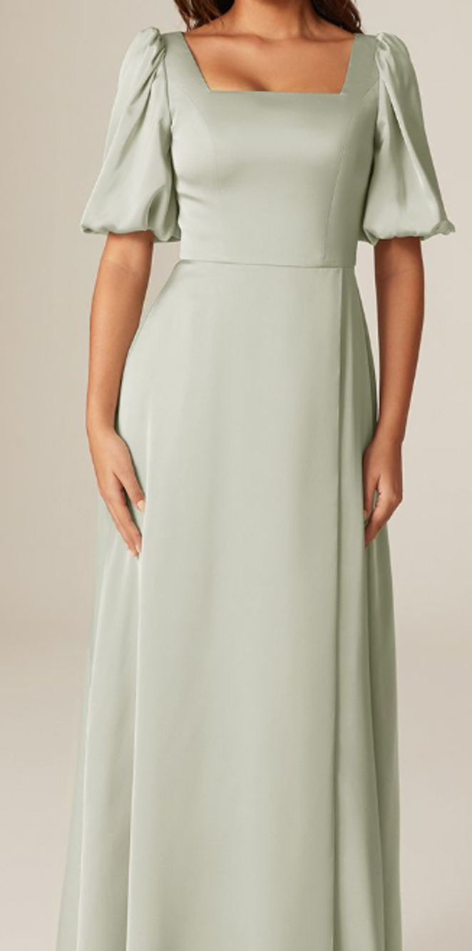 AW BRIDAL 8 M Sage Green Etta satin wedding guest bridesmaid maxi dress NEW B25